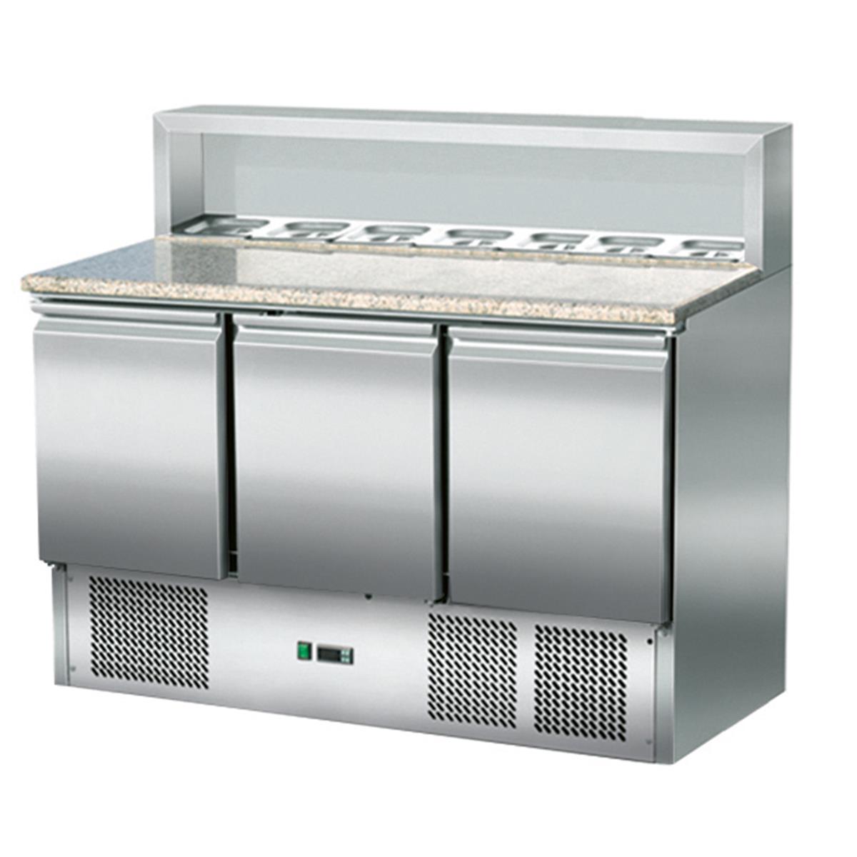 Pizzakühltisch Pizzasaladette mit 3 Türen, 137cm
